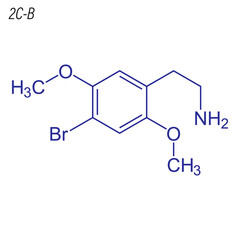 Vector Skeletal formula of 2C-B. Drug chemical molecule.