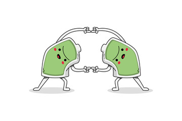 Cute battery duo cartoon character