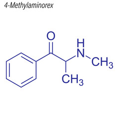 Obraz premium Vector Skeletal formula of 4-Methylaminorex. Drug chemical molecule.