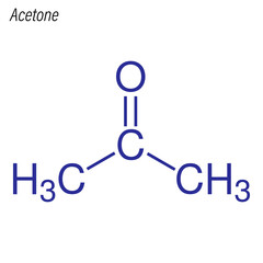 Vector Skeletal formula of Acetone. Drug chemical molecule.