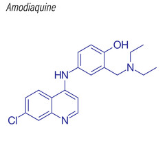 Vector Skeletal formula of Amodiaquine. Drug chemical molecule.