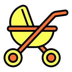 Baby carriage icon. Outline baby carriage vector icon for web design isolated on white background