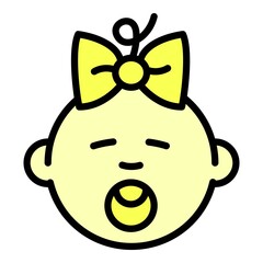 Baby girl face icon. Outline baby girl face vector icon for web design isolated on white background