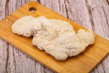 Raw meat schnitzel for roast