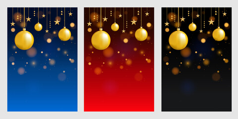 Merry Christmas greeting cards background with gold ornament