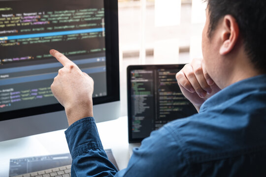 Professional Development programmer working in programming website a software and coding technology, writing codes and data code, Programming with HTML, PHP and javascript