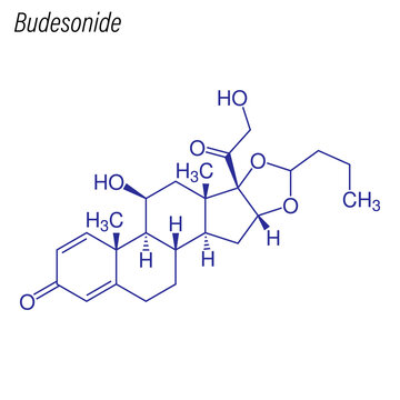 Vector Skeletal formula of Budesonide. Drug chemical molecule.