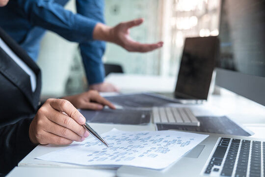 Professional Developer programmer cooperation meeting and brainstorming and programming in website working a software outsourcing and coding technology, writing codes and database