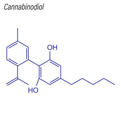 Vector Skeletal formula of Cannabinodiol. Drug chemical molecule.