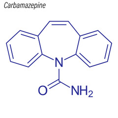 Vector Skeletal formula of Carbamazepine. Drug chemical molecule.