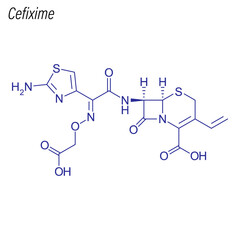 Vector Skeletal formula of Cefixime. Drug chemical molecule.