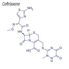 Vector Skeletal formula of Ceftriaxone. Drug chemical molecule.