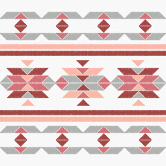 Aztec elements. Seamless pattern. Design with manual hatching. Textile. Ethnic boho ornament. Vector illustration for web design or print.