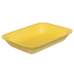 Empty yellow plastic new container for takeaway or picnic food isolated on white background