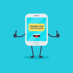 Smartphone online shop. Illustration vector graphic cartoon character of cute smartphone. Perfect for Ecommerce,sale, store web element. Illustration E-commerce Shopping Symbols.