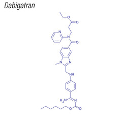 Vector Skeletal formula of Dabigatran. Drug chemical molecule.