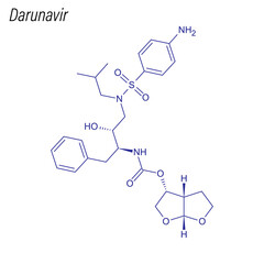 Vector Skeletal formula of Darunavir. Drug chemical molecule.