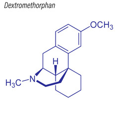 Vector Skeletal formula of Dextromethorphan. Drug chemical molecule.