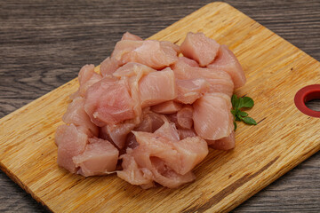 Raw diced chicken for cooking