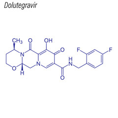 Vector Skeletal formula of Dolutegravir. Drug chemical molecule.