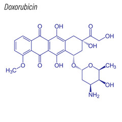 Vector Skeletal formula of Doxorubicin. Drug chemical molecule.