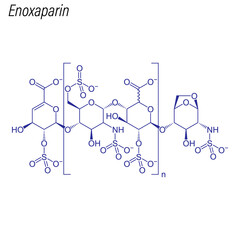 Vector Skeletal formula of Enoxaparin. Drug chemical molecule.