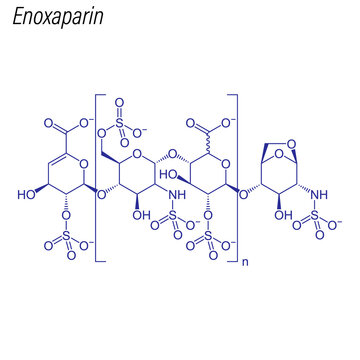 Vector Skeletal formula of Enoxaparin. Drug chemical molecule.