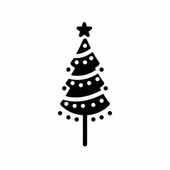 Christmas tree line icon, Isolated on white background, Vector illustration, eps 10