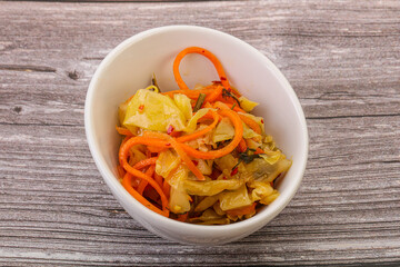 Spicy pickled cabbage with carrot