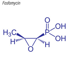 Vector Skeletal formula of Fosfomycin. Drug chemical molecule.