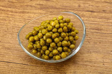 Marinated green pea in the bowl