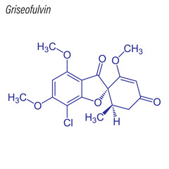 Vector Skeletal formula of Griseofulvin. Drug chemical molecule.