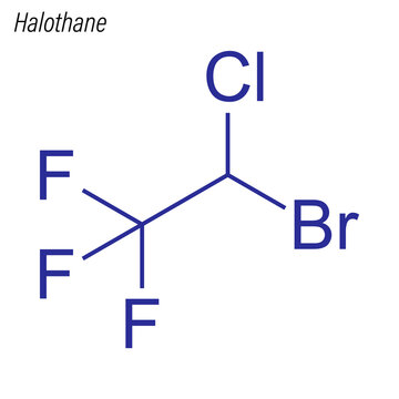 Vector Skeletal formula of Halothane. Drug chemical molecule.