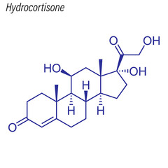 Vector Skeletal formula of Hydrocortisone. Drug chemical molecule.