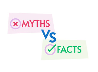 Myths vs facts icon vector concept, idea of true or false information, fake versus truth illustration modern design