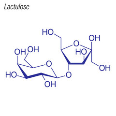Vector Skeletal formula of Lactulose. Drug chemical molecule.