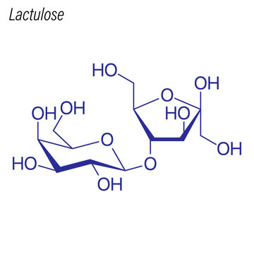 Vector Skeletal formula of Lactulose. Drug chemical molecule.