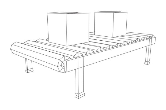 Conveyor belt section with boxes