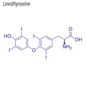 Vector Skeletal formula of Levothyroxine. Drug chemical molecule.