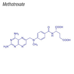 Vector Skeletal formula of Methotrexate. Drug chemical molecule.