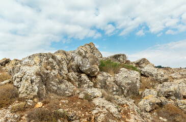 rocky mountain against the background of sky