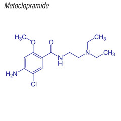 Vector Skeletal formula of Metoclopramide. Drug chemical molecule.