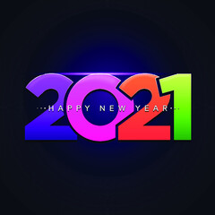 Happy New Year 2021 Banner Background With Colorful Number Shape