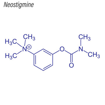 Vector Skeletal formula of Neostigmine. Drug chemical molecule.