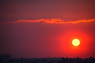 sunset over the city