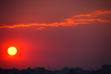 sunset over the city