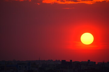 sunset over the city