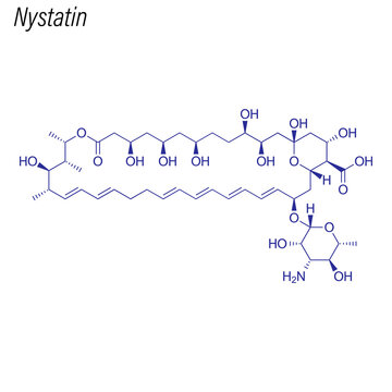 Vector Skeletal formula of Nystatin. Drug chemical molecule.