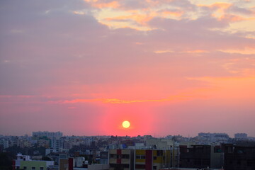 sunset over the city