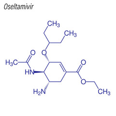 Vector Skeletal formula of Oseltamivir. Drug chemical molecule.